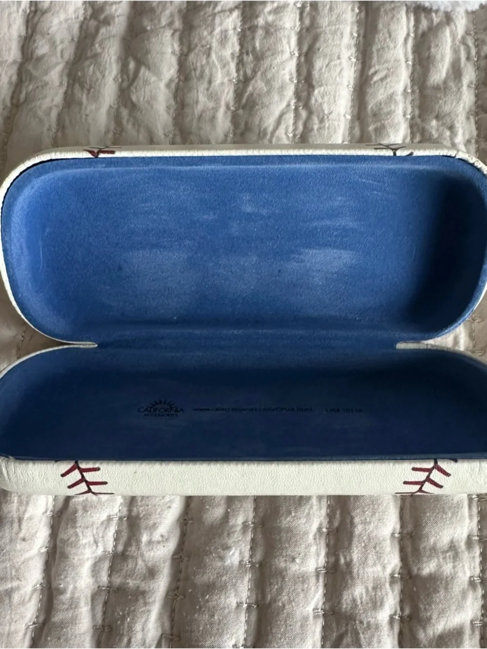 Baseball Eyeglass Case with Red Stitching